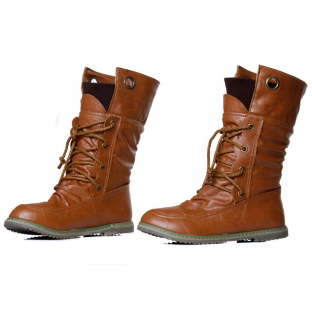  Mulheres Outono / Inverno Sem Salto Vintage Social Cadarço Courino 20.32-25.4 cm / Botas Cano Médio Preto / Amarelo / Verde / EU40