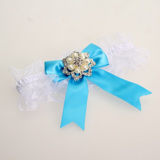  Renda Clássico Wedding Garter Com Laço / Pérolas Sintéticas Ligas