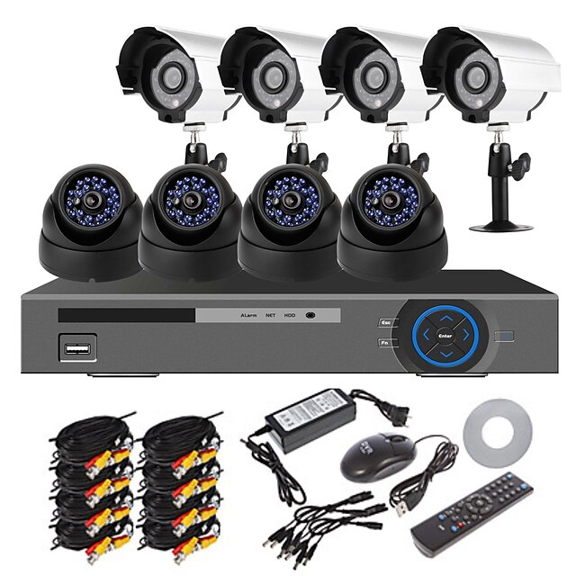  8-Kanal-960H Home Security System DVR-Kit (8pcs 700TVL IR-Cut-Indoor / Outdoor-Kamera, HDMI-, USB-3G WIFI)