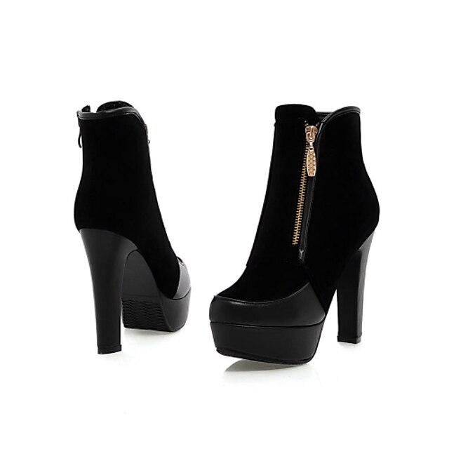  Women's Shoes Platform Pointed Toe Chunky Heel Ankle Boots with Zipper More Colors available