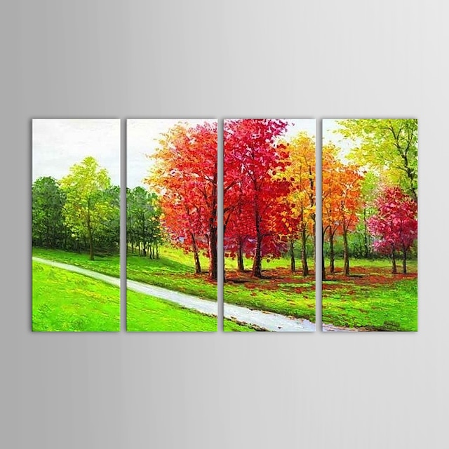  iarts®oil pintura de paisagem madeiras pelo rio com esticada conjunto de quadros de 4 telas pintadas à mão 1311-la1144