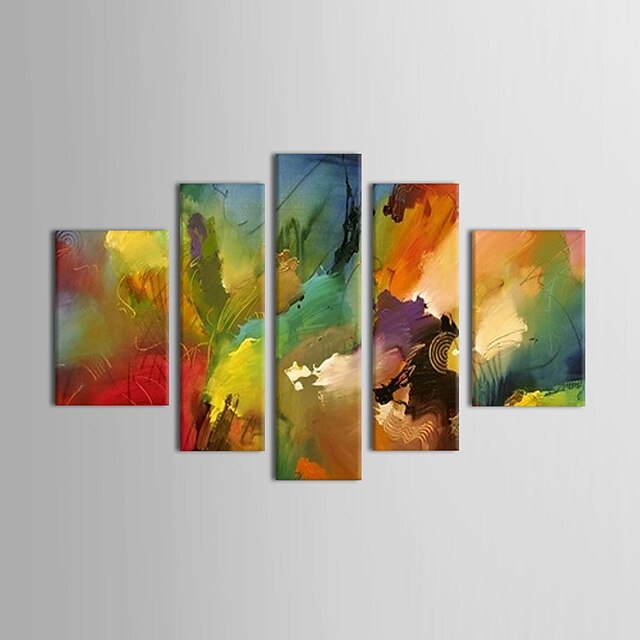  iarts®hand geschilderd olieverf abstract kleurrijke woondecoratie met gestrekte frame set van 5