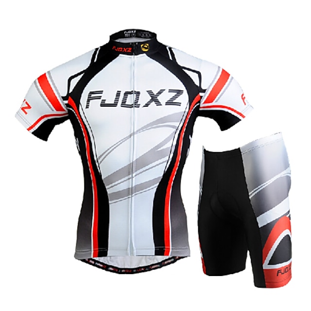  FJQXZ Ανδρικά Κοντομάνικο Φανέλα και σορτς ποδηλασίας Λευκό Ποδήλατο Ρούχα σύνολα Αντιανεμικό Αναπνέει 3D Pad Γρήγορο Στέγνωμα Υπεριώδης Αντίσταση Αθλητισμός Δίχτυ Καμπύλη / Ποδηλασία Δρόμου