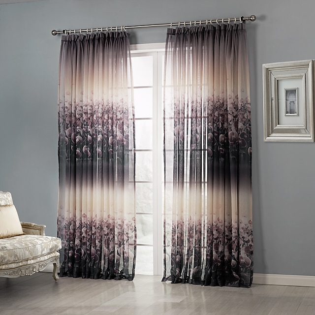  Sur-Mesure Transparent Rideaux opaques Deux Panneaux 2*(W107cm×L160cm) / Chambre à coucher