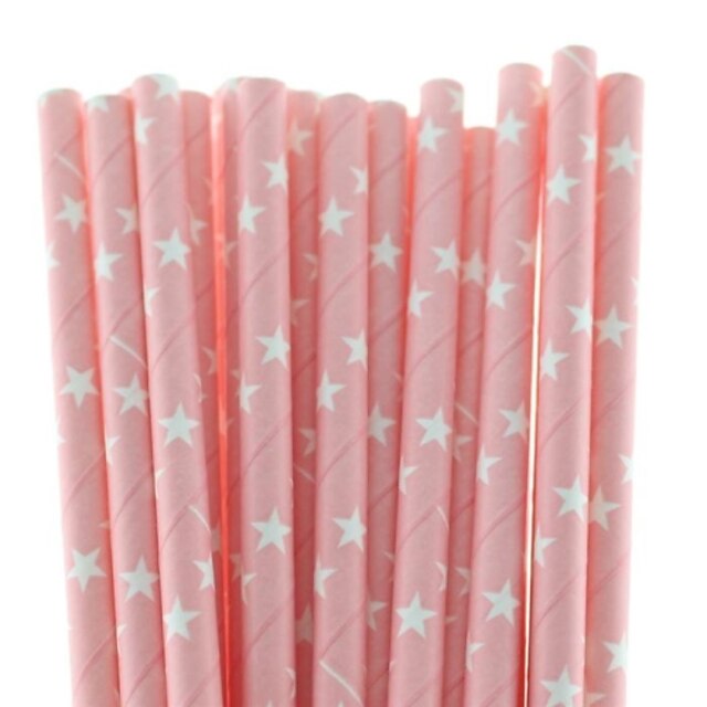  élelmiszer biztonságos szép csillag papír szívószálak, rózsaszín papír szívószálak születésnapi party (25 db)