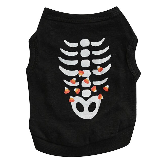  Cat Dog Shirt / T-Shirt Skull Cosplay Dog Clothes Puppy Clothes Dog Outfits Breathable Black Costume for Girl and Boy Dog Cotton XS S M L