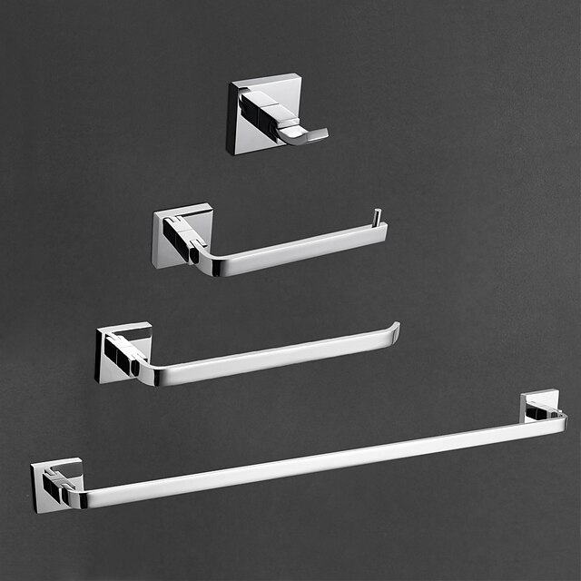  Bathroom Accessory Set Contemporary Brass 4pcs - Hotel bath Toilet Paper Holders / Robe Hook / tower bar