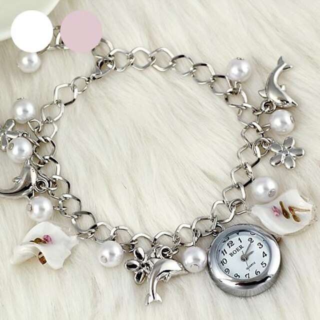  Mulheres Relógio de Moda Relógio de Pulso Bracele Relógio Quartzo Lega Banda Elegantes Branco Rosa