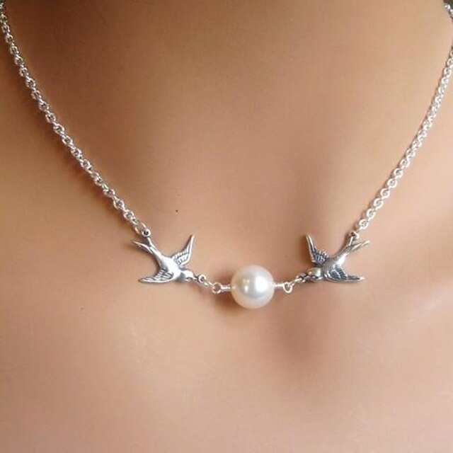  Women's European Fashion Birds Imitation Pearl Alloy Skinny Pendant Necklace (1 Pc)