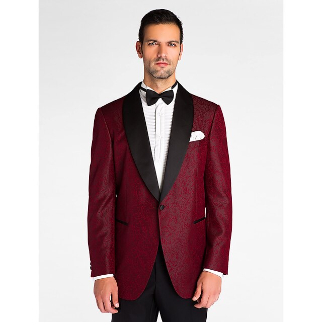  Tailorde Fit Polyester Suit - Shawl Collar One-Button