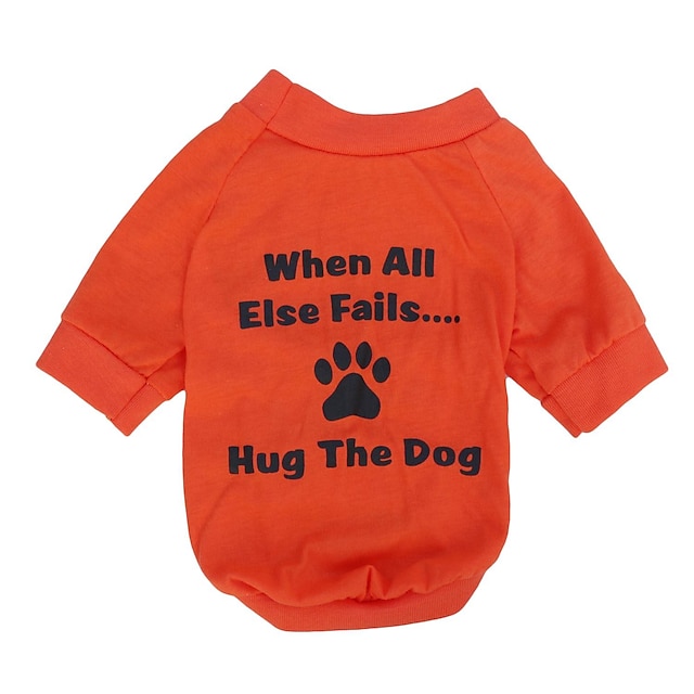  Katze Hund T-shirt Welpenkleidung Buchstabe & Nummer Hundekleidung Welpenkleidung Hunde-Outfits Atmungsaktiv Orange Kostüm für Mädchen und Jungen Hund Baumwolle XS S M L