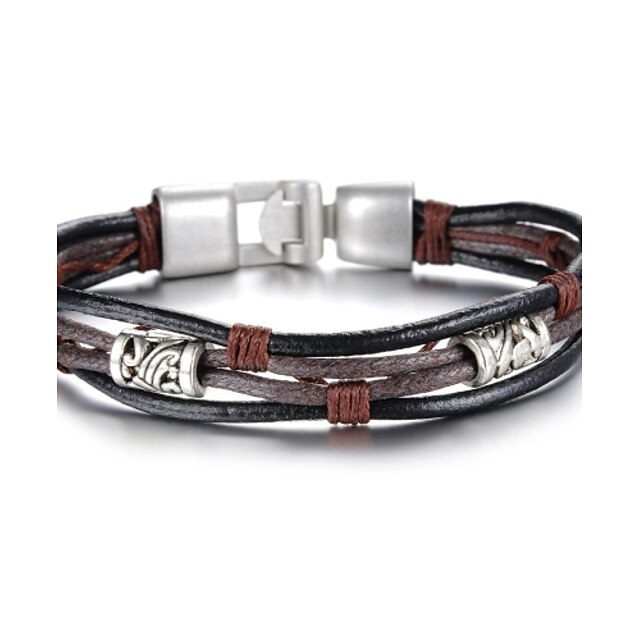  Men's Leather Bracelet Twisted Unique Design Gothic Fashion Stainless Steel Bracelet Jewelry Black / Coffee For Christmas Gifts Casual Daily