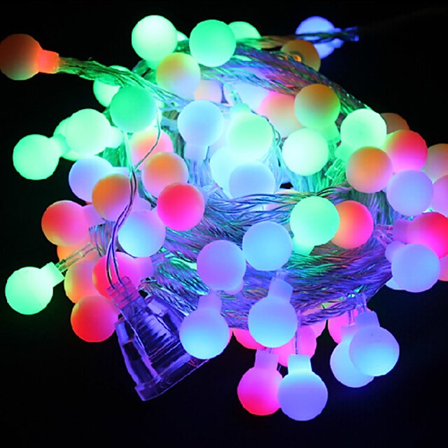  LED Light Strings 100 Lights Modern Decorative Color Changing Flash Ball Shape Plastic 10 Meters 220V