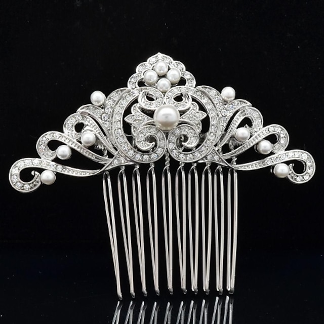  8.5cm Rhinestone boda tiara de perlas de imitación peine del pelo de la joyería nupcial para la fiesta