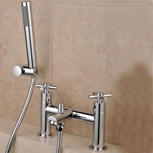  Douchekraan / Badkraan - Hedendaagse Chroom Bad en douche Messing ventiel Bath Shower Mixer Taps / Twee handgrepen twee gaten