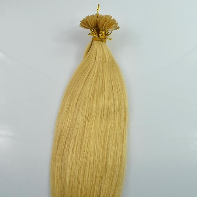  100strands / πακέτο χρυσό ξανθό 100% βραζιλιάνα κερατίνη νυχιών επεκτάσεις ανθρώπινα μαλλιών