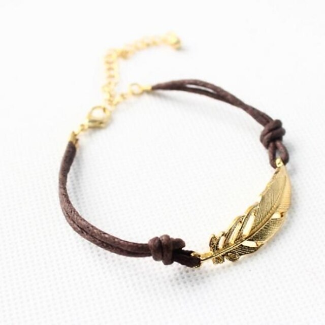  Women's Charm Bracelet Leather Bracelet Leaf Ladies Personalized Unique Design Basic Paracord Bracelet Jewelry Brown / Gold For Christmas Gifts Daily Casual