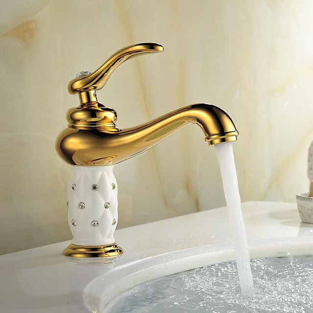  Antique Centerset Ceramic Valve One Hole Single Handle One Hole for  Ti-PVD , Bathroom Sink Faucet