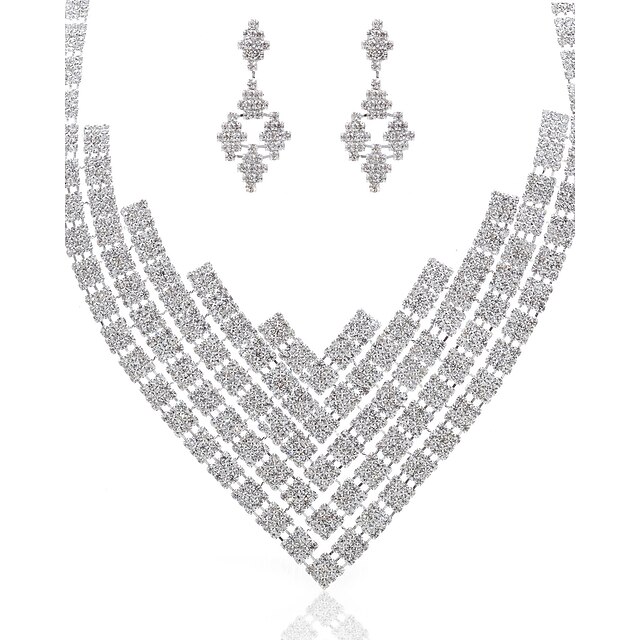  Gorgeous Alloy With Austria Rhinestones Wedding Bridal Jewelry Set,Including Necklace And Earrings