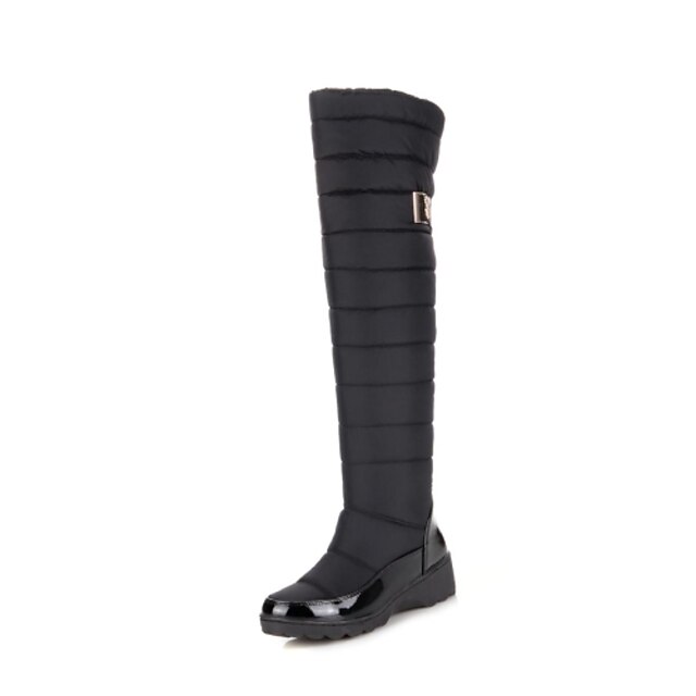  Women's Fall / Winter Wedge Heel Casual Buckle Nylon 45.72-50.8 cm / Knee High Boots Black / Blue