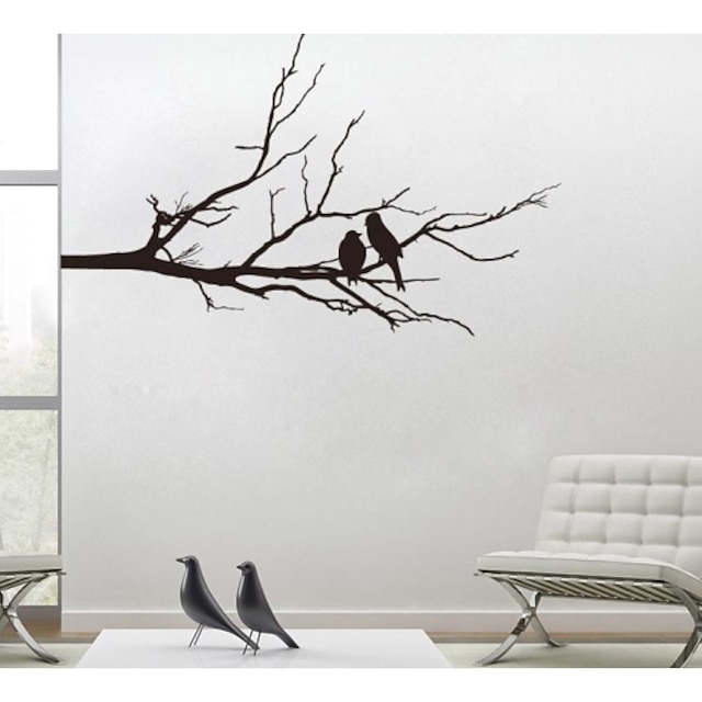  jiubai ™ κλαδί δέντρου και εραστή πουλί αυτοκόλλητο τοίχο decal τοίχου 1pc