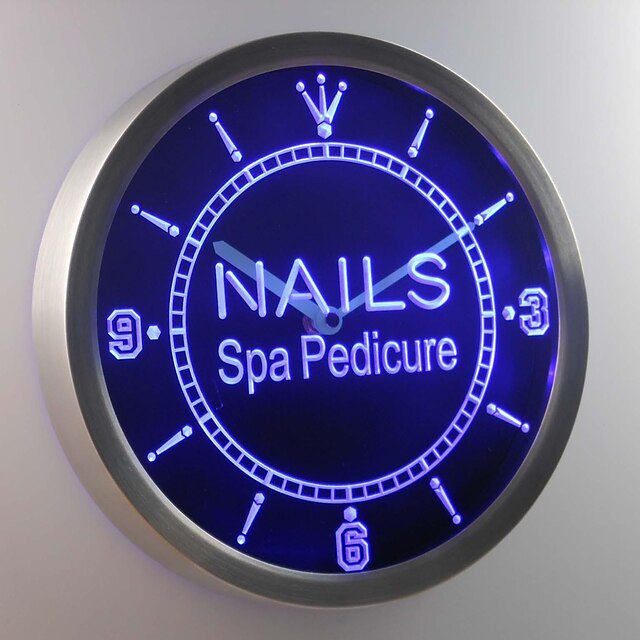  nc0314 Nail Spa Pediküre Schönheitssalon Leuchtreklame LED-Wand Uhr