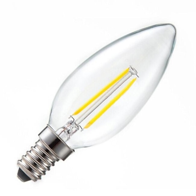  ON E14 2 W 2PCS COB 200LM LM Warm White C35 Dimmable / Decorative LED Filament Bulbs AC 220-240 V