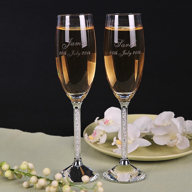  Crystal Toasting Flutes Gift Box Classic Theme All Seasons