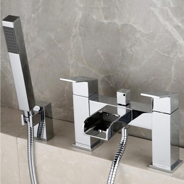  Douchekraan / Badkraan - Hedendaagse Chroom Bad en douche Messing ventiel Bath Shower Mixer Taps / Twee handgrepen twee gaten