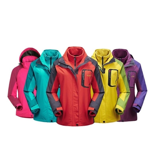  Women's Ski Jacket Winter Outdoor Thermal / Warm Waterproof Windproof Breathable Jacket 3-in-1 Jacket Winter Jacket Waterproof Single Slider SBS Zipper Skiing Camping / Hiking Climbing Purple / Peach