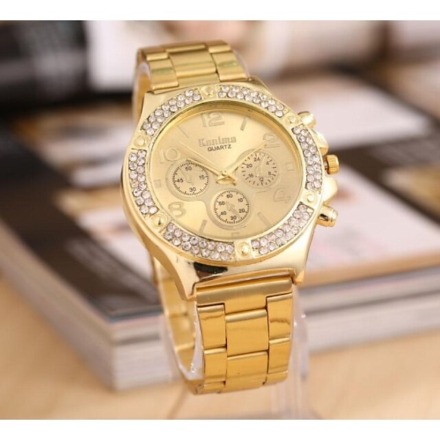  Dames Polshorloge Diamond Watch Gouden Horloge Kwarts Goud Vrijetijdshorloge Cool Analoog Dames Amulet Informeel Bling bling