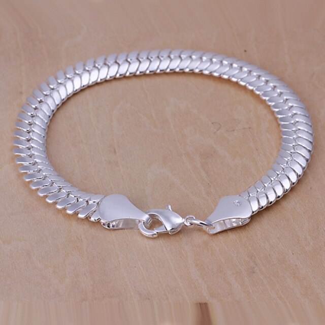  Original Cool Fashion Men's Oblate Snake  Silver Plated Brass Chain & Link  Bracelets(Silver)(1pc)