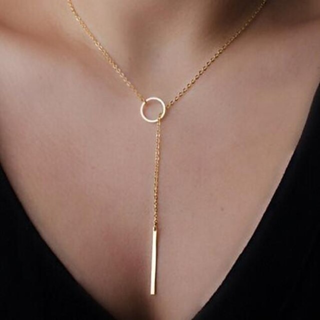  Women's Pendant Necklace Y Necklace Lariat Bar Karma Necklace Ladies Simple Basic Simple Style Alloy Golden Silver Necklace Jewelry For Party Birthday Gift Daily Office & Career / Long Necklace