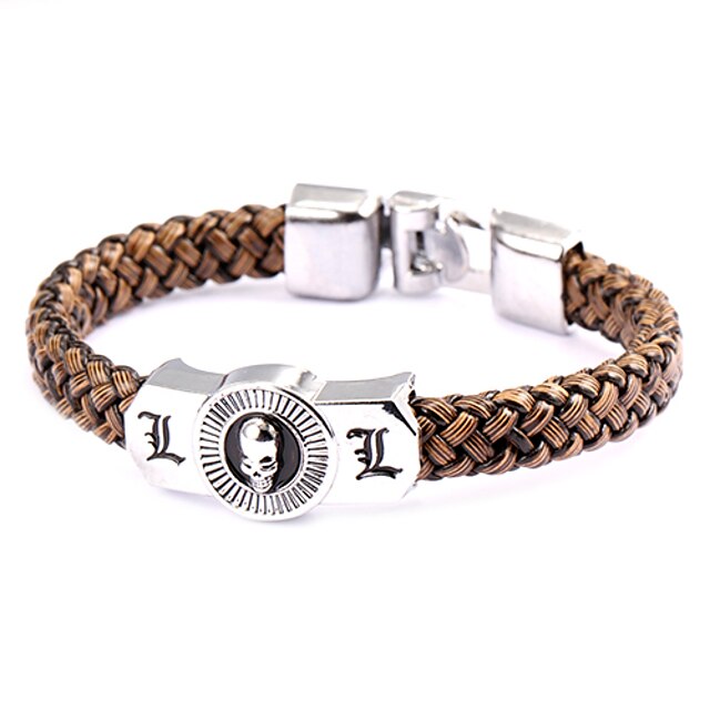  Punk Style Dead Note L Brown Leather Bracelet(1 Pc)