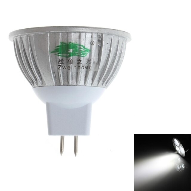  Точечное LED освещение MR16 3 светодиоды Dip LED Декоративная Естественный белый 280-300lm 6000-6500K DC 12V 