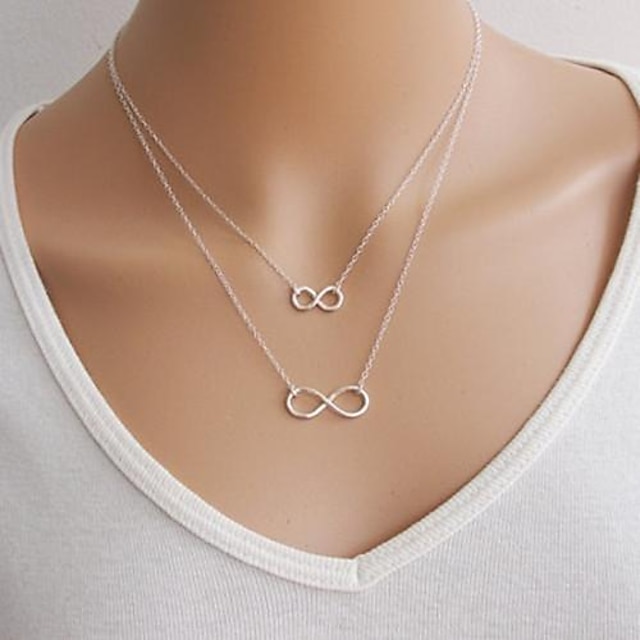  Women's Pendant Necklace Layered Necklace Lariat Floating Mother Daughter Infinity Ladies Fashion European Double-layer Alloy Silver Gold Necklace Jewelry 1pc For Special Occasion Birthday Gift