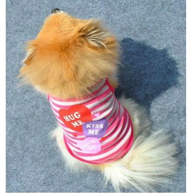  Pisici Câine Tricou Dungi Inimă Modă Îmbrăcăminte Câini Haine pentru catelus Ținute pentru câini Mov Roz Costume pentru fată și câine băiat Bumbac XS S M L