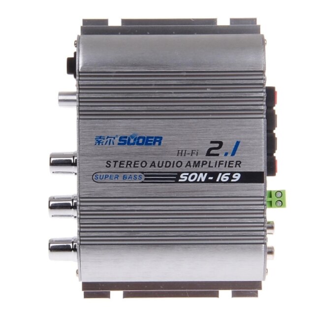  169 son-amplificador suoer 300w multifunción potencia de audio estéreo de automóvil (plata)