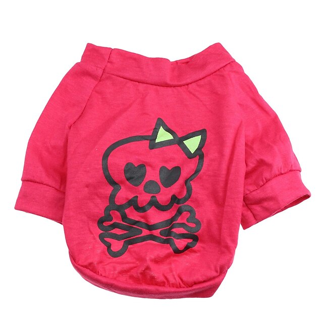  Kat Hund T-shirt Dødningehoveder Hundetøj Hvalpe tøj Hund outfits Åndbart Rose Kostume til Girl and Boy Dog Bomuld XS S M L