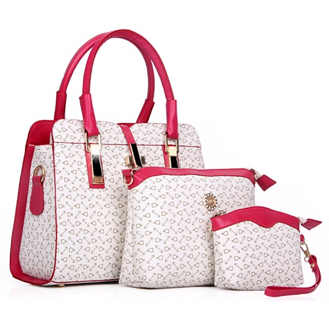  Femme Sacs PU Cabas / Sac à bandoulière / Ensembles de Sac Ensemble de 3 pcs Couleur Pleine Beige / Bleu / Rose / Ensembles de sacs