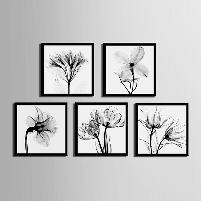  Gerahmtes Leinenbild Gerahmtes Set - Blumenmuster / Botanisch PVC Darstellung Wandkunst