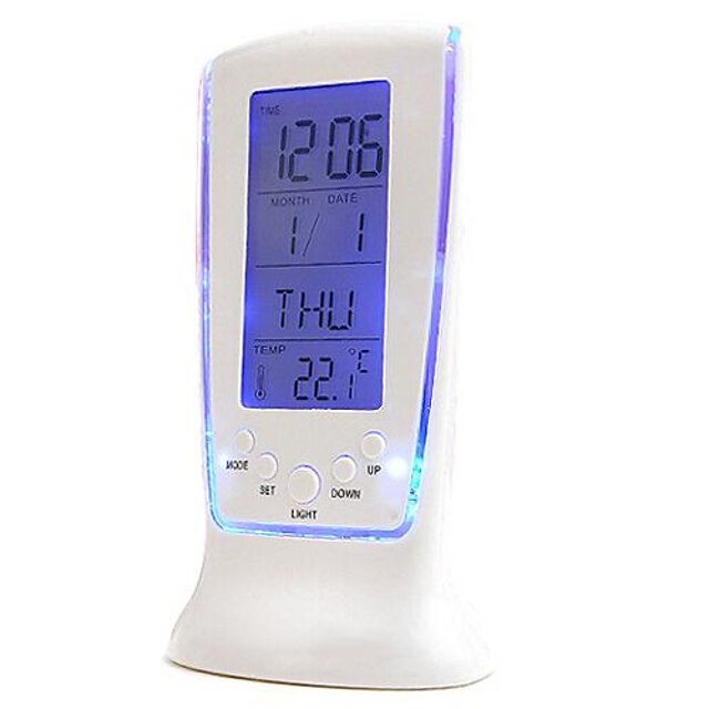  LED luminous Alarm Clock Timepiece Music Alarm Mute Lazy Electronic Calendar Thermometer Night Glowing