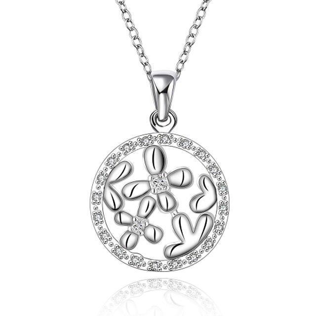  Femme Collier court / Ras-du-cou Pendentif de collier Pendentif Pierres synthétiques Argent sterling Zircon Argent Collier court /