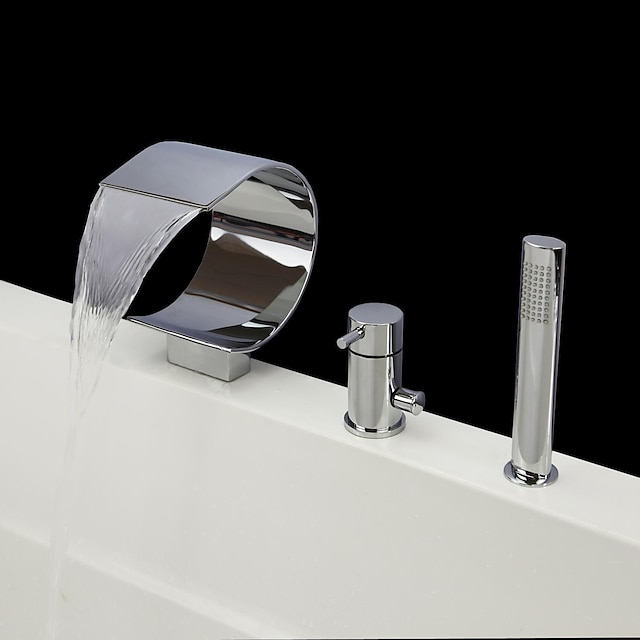  حنفية حوض الاستحمام - معاصر الكروم الحوض الروماني صمام سيراميكي Bath Shower Mixer Taps / النحاس / التعامل مع واحد ثلاثة ثقوب