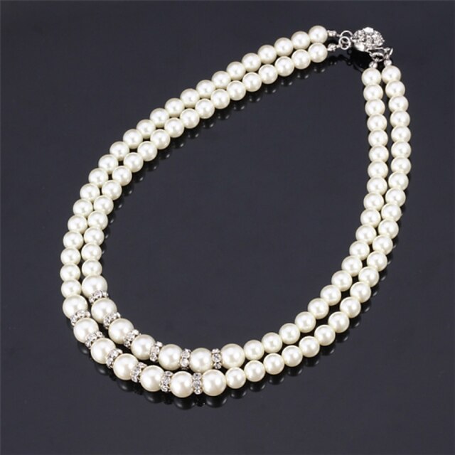  Women's Clear Necklace Y Necklace Imitation Pearl Flower White Black Necklace Jewelry For Wedding Party Special Occasion Anniversary Birthday Party / Evening