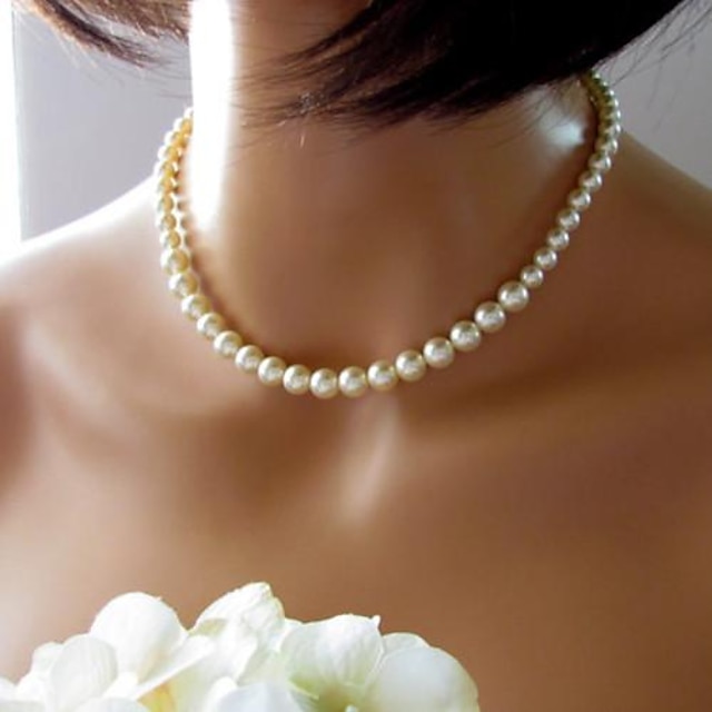  Perlen Halskette damas Retro Europäisch Brautkleidung Perlen Künstliche Perle Farbbildschirm Modische Halsketten Schmuck 1pc Für Hochzeit