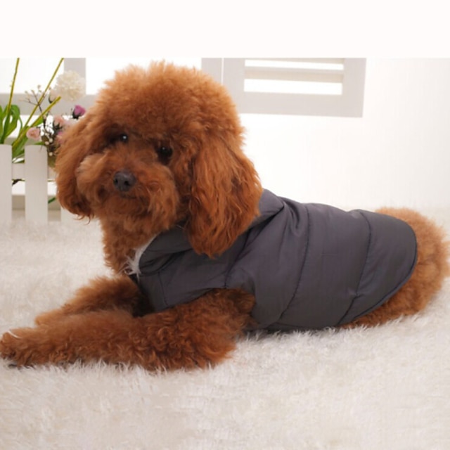  Dog Coat Hoodie Vest Dog Clothes Solid Colored Black Fur Down Cotton Costume For Winter Men's Women's Keep Warm Sports / Puffer / Down Jacket