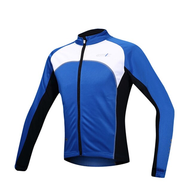  SANTIC Men's Cycling Jacket Bike Jacket Jersey Top Thermal / Warm Windproof Fleece Lining Sports Spandex Fleece Winter Blue Mountain Bike MTB Road Bike Cycling Clothing Apparel Advanced Semi-Form Fit