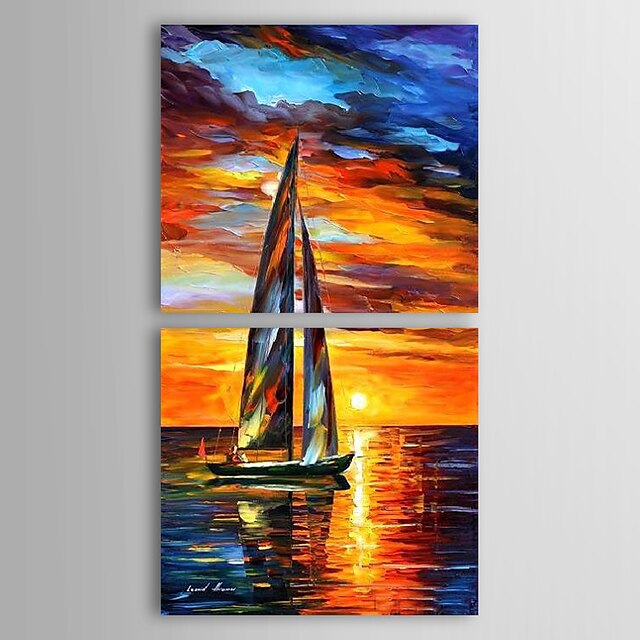  Hand-Painted Landscape Two Panels Canvas Oil Painting For Home Decoration