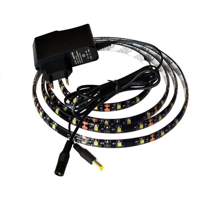  JIAWEN LED light Strip 3528SMD Waterproof DC 12V 1M Cold white Flexible LED Strips Light with 1A Power adapter